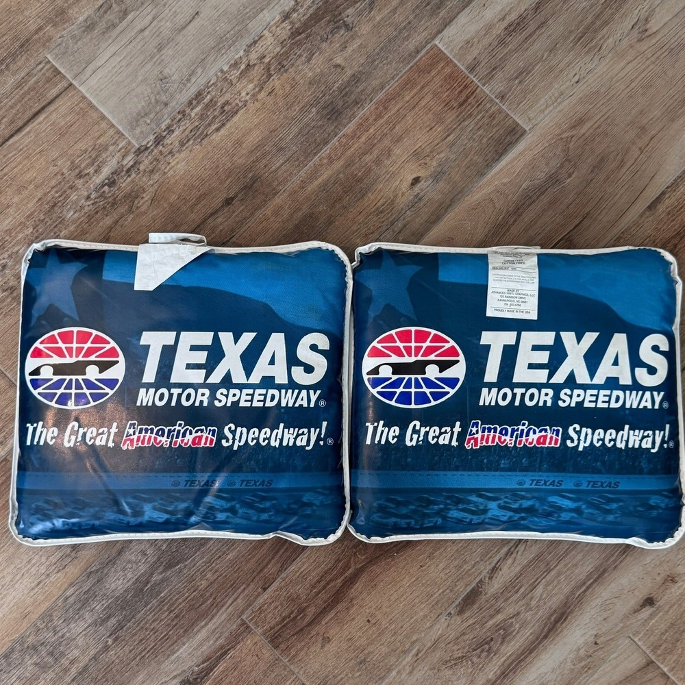 Texas Motor Speedway Stadium Seat Cushions‎ Set of 2 Blue Vinyl Made in USA